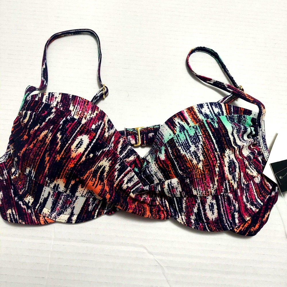 NINETYSIX DEGREES Womens Medium Swim Bikini Top Adjustable Straps Padded Bra NEW